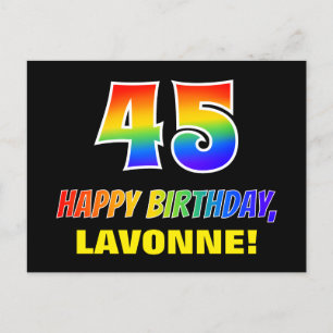 45誕生日:はっきりした,おもしろい,シンプル虹, 45 ポストカード