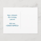 45誕生日:はっきりした,おもしろい,シンプル虹, 45 ポストカード (裏面)