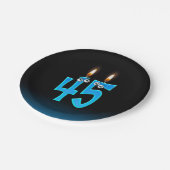 45誕生日（ろうそく火の付いた） ペーパープレート (アングル)