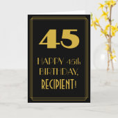 45誕生日~アールデコインスパイア見る"45" & Name カード (黄色い花)