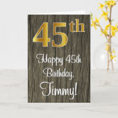 45誕生日:エレガントフェイク金ゴールドルック#,フェイク Wood カード (黄色い花)