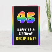 45誕生日:カラフルレインボー# 45,名前をカスタムする カード (正面)