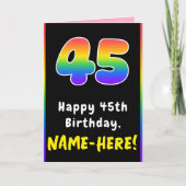 45誕生日:カラフルレインボー# 45,名前をカスタムする カード (正面)