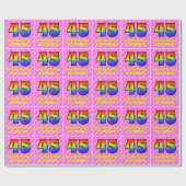 45誕生日:ピンクストライプのハート、レインボー# 45 ラッピングペーパー (フラット)
