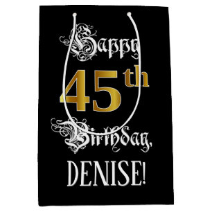 45誕生日～ファンシースクリプト；フェイク金ゴールド検索；名前 ミディアムペーパーバッグ