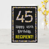 45誕生日:フローラ花数名前をカスタムする カード (黄色い花)