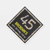 45誕生日:フローラ花数名前をカスタムする スタンダードランチョンナプキン (角)