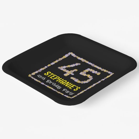 45誕生日:フローラ花数名前をカスタムする ペーパープレート (傾斜あり)