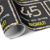 45誕生日:フローラ花数名前をカスタムする ラッピングペーパー (ロールコーナー)