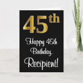 45誕生日～ラグジュアリーエレガントなフェイク金ゴールドルック# カード (正面)