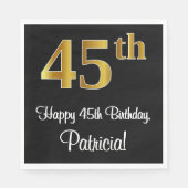 45誕生日～ラグジュアリーエレガントなフェイク金ゴールドルック# スタンダードランチョンナプキン (正面)