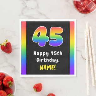 45誕生日:レインボースペクトル# 45、名前をカスタムする スタンダードランチョンナプキン