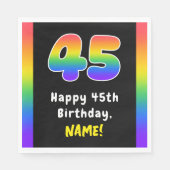45誕生日:レインボースペクトル# 45、名前をカスタムする スタンダードランチョンナプキン (正面)