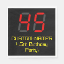 45誕生日：レッドデジタルクロックスタイル"45" +名前