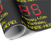 45誕生日：レッドデジタルクロックスタイル"45" +名前 ラッピングペーパー (ロールコーナー)