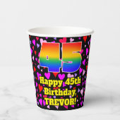 45誕生日:愛するハートパターン、虹45 紙コップ (裏面)