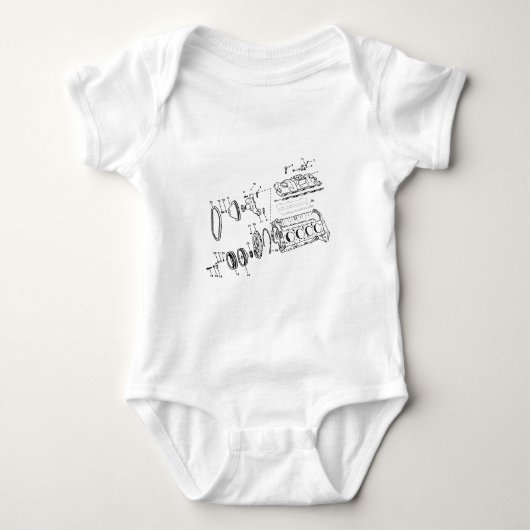 454ciエンジンの図表 ベビーボディスーツ (正面)