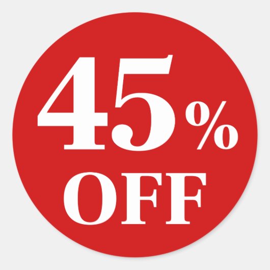 45%オフ赤い背景のラウンドクラシックステッカー ラウンドシール (正面)