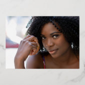 45 45誕生日アクアティール（緑がかった色）金ゴールド写真 箔招待状 (裏面)