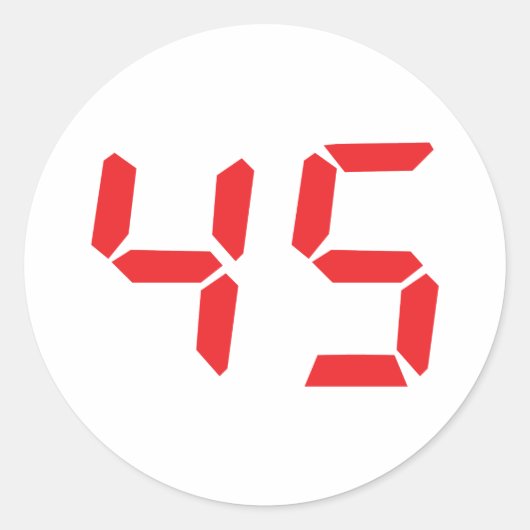 45 45赤アラーム時計のデジタル番号 ラウンドシール (正面)