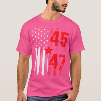 45 47トランプヴィンテージアメリカ国旗2024大統領選挙 Tシャツ