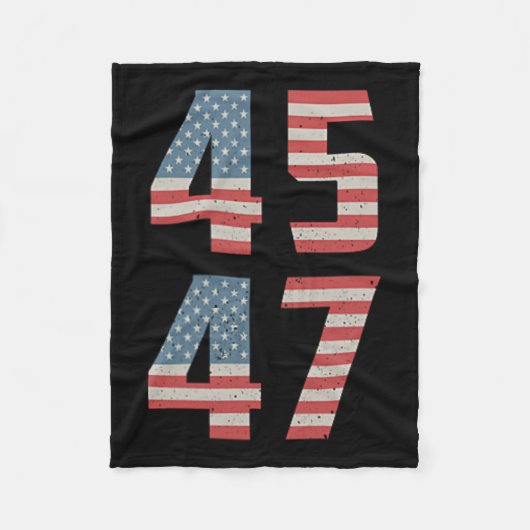 45 47トランプヴィンテージレトロ宇佐国旗2024大統領 フリースブランケット (正面)