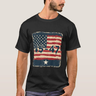 45 47トランプヴィンテージ米国国旗 Tシャツ