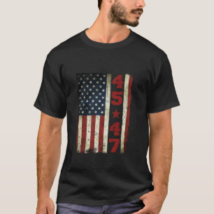 45 47トランプヴィンテージ米州旗2024大統領選挙 Tシャツ
