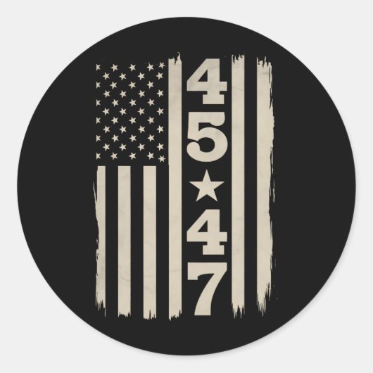 45 47トランプヴィンテージ米州旗47位大統領 ラウンドシール (正面)