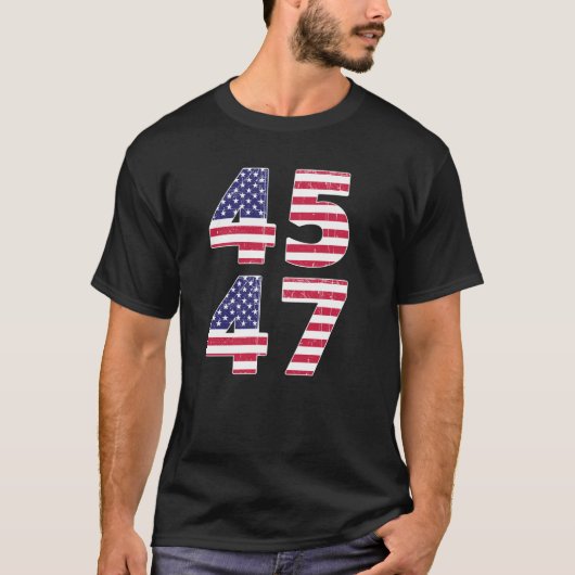 45 47トランプ第2期米国国旗の選挙2024 Tシャツ (正面)