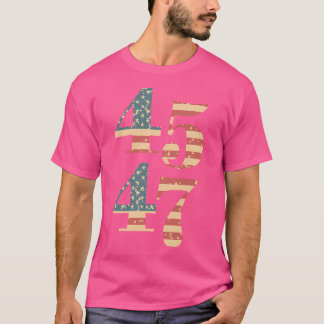 45 47トランプ2024ヴィンテージフラグサポートトランプ45 47 Tシャツ