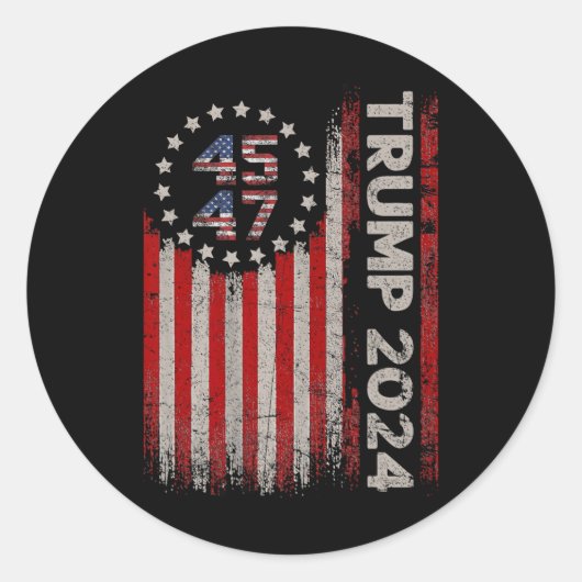 45 47トランプ2024米国国旗 ラウンドシール (正面)