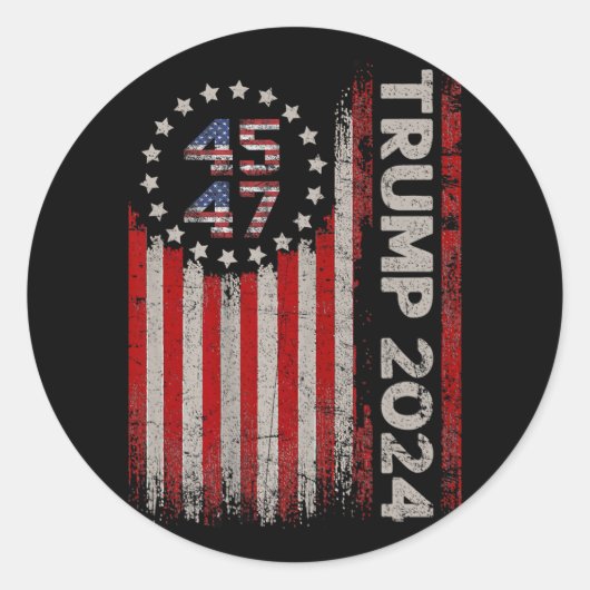 45 47トランプ2024米国国旗 ラウンドシール (正面)