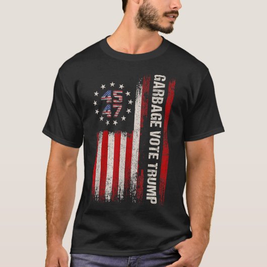 45 47トランプ2024米国国旗Garbyge Vo Tシャツ (正面)