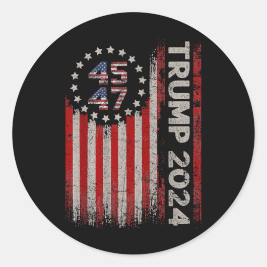 45 47トランプ2025米国国旗 ラウンドシール (正面)