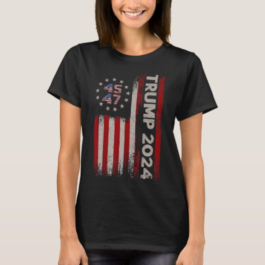 45 47ドナルド・トランプ2024米国国旗2024選挙 Tシャツ (正面)