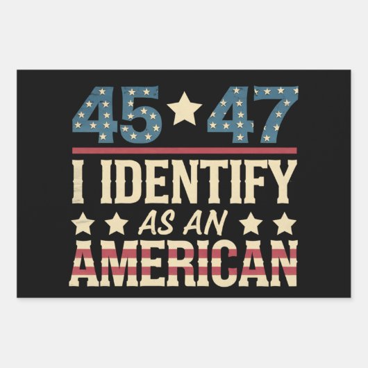 45 47私はアメリカ国旗のトランプヴィンテージとして識別 ラッピングペーパーシート (正面)