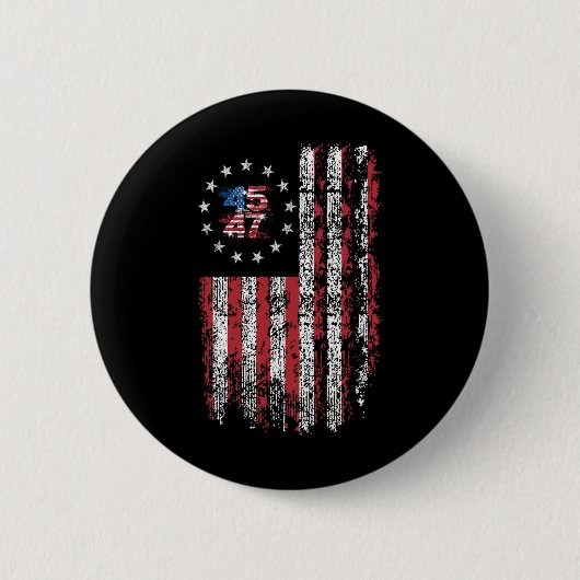 45 47米国国旗の大統領ドナルド 缶バッジ (正面)