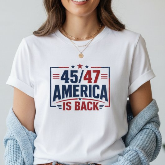 45-47 アメリカは戻ってきた 女性愛国 Tシャツ