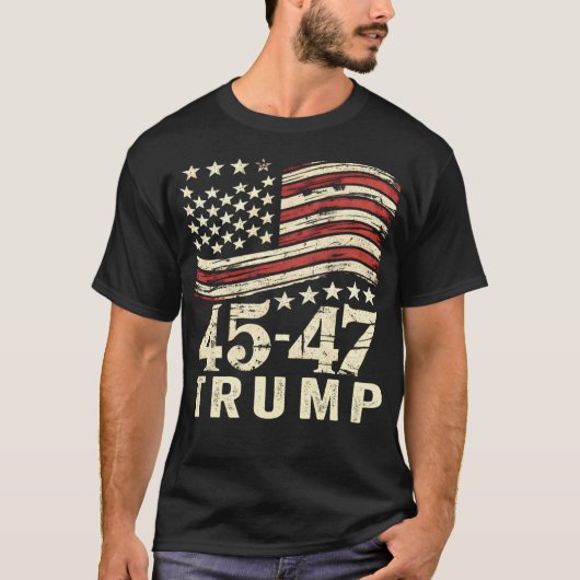 45 47 アメリカ国旗 トランプ 就任式 2025 Tシャツ (正面)