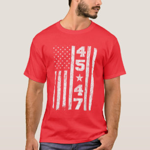 45 47 トランプ ビンテージ アメリカ国旗 2024 大統領 47代目 Tシャツ