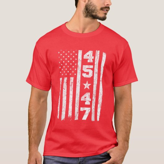 45 47 トランプ ビンテージ アメリカ国旗 2024 大統領 47代目 Tシャツ (正面)