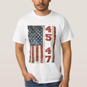 45 47 トランプ ビンテージ アメリカ国旗 2025 大統領 47代目 Tシャツ