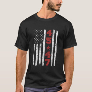 45 47 トランプ ヴィンテージ アメリカ国旗 2024 大統領 47代目 Tシャツ