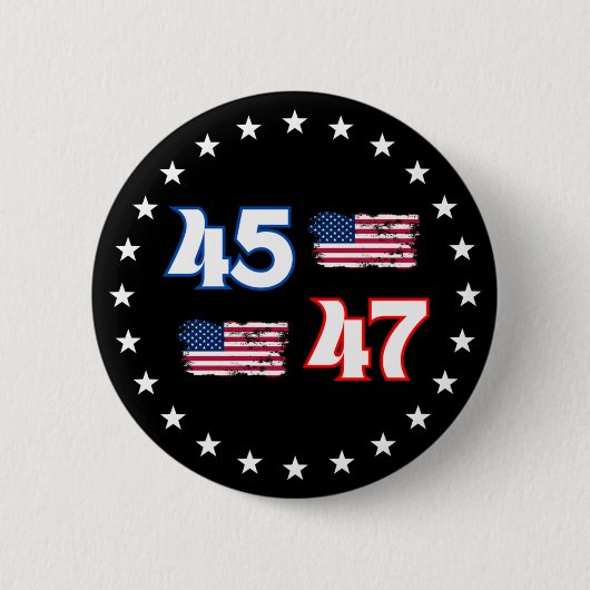 45 47 トランプ 2024, トランプ大統領 45 47, 45 47 缶バッジ (正面)