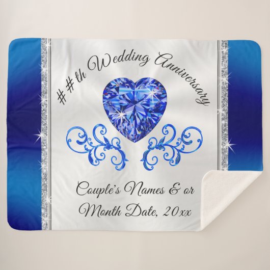 45,65パーソナライズされた周年結婚記念品 シェルパブランケット (正面(横))