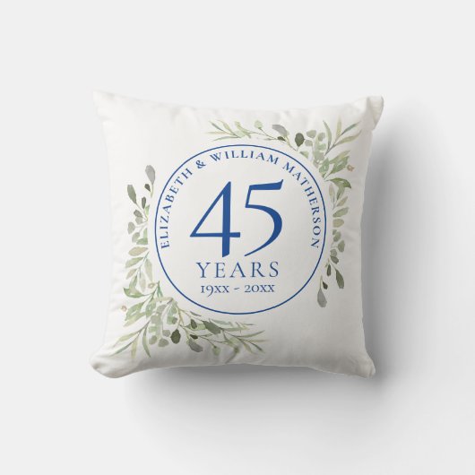 45+65周年記念写真 水彩グリーン クッション (正面)
