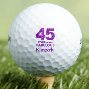 45 FORE-ever素晴らしい45誕生日紫色の花 ゴルフボール