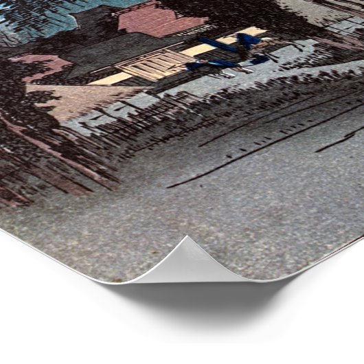 45. Ishiyakushi-juku, Hiroshige, Ukiyo-e ポスター (角)