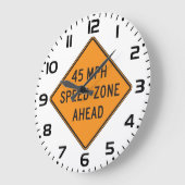 45 MPHスピードゾーン前方のカスタム交通標識 ラージ壁時計 (傾斜)